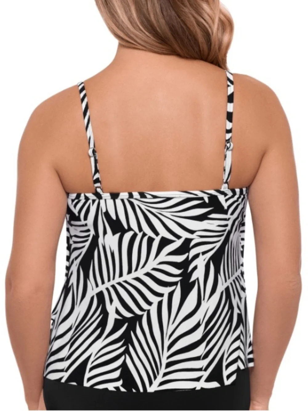 Swim Solutions Women’s V-Neck Tiered Tankini Top-Leafing Matter Size 14 - Picture 2 of 3
